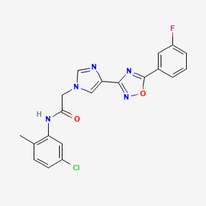 molecular formula C20H15ClFN5O2 B2458750 N~1~-(5-chloro-2-methylphenyl)-2-{4-[5-(3-fluorophenyl)-1,2,4-oxadiazol-3-yl]-1H-imidazol-1-yl}acetamide CAS No. 1251629-90-9