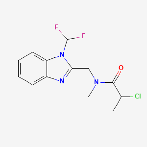 molecular formula C13H14ClF2N3O B2458761 2-Chloro-N-[[1-(difluoromethyl)benzimidazol-2-yl]methyl]-N-methylpropanamide CAS No. 2411295-22-0