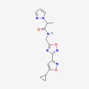 N-((3-(5-cyclopropylisoxazol-3-yl)-1,2,4-oxadiazol-5-yl)methyl)-2-(1H-pyrazol-1-yl)propanamide