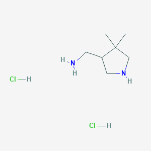 B2458769 (4,4-Dimethylpyrrolidin-3-yl)methanamine dihydrochloride CAS No. 2219380-22-8