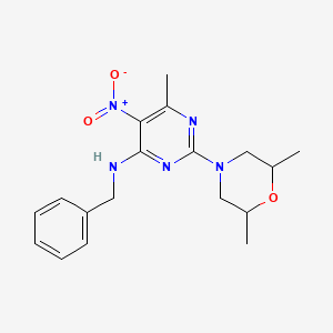 N-benzyl-2-(2,6-dimethylmorpholino)-6-methyl-5-nitropyrimidin-4-amine