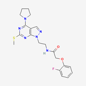 molecular formula C20H23FN6O2S B2458778 2-(2-fluorophenoxy)-N-(2-(6-(methylthio)-4-(pyrrolidin-1-yl)-1H-pyrazolo[3,4-d]pyrimidin-1-yl)ethyl)acetamide CAS No. 941948-56-7