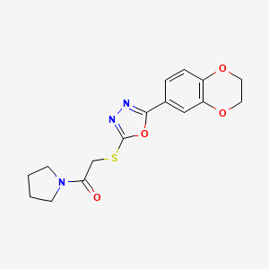 2-(2,3-Dihydro-1,4-benzodioxin-6-yl)-5-[(2-oxo-2-pyrrolidin-1-ylethyl)thio]-1,3,4-oxadiazole