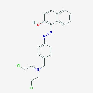 molecular formula C21H21Cl2N3O B024588 1-((p-((Bis(2-chloroethyl)amino)methyl)phenyl)azo)-2-naphthol CAS No. 102280-36-4