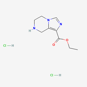 molecular formula C9H15Cl2N3O2 B2458802 Ethyl 5,6,7,8-tetrahydroimidazo[1,5-a]pyrazine-1-carboxylate dihydrochloride CAS No. 2470436-86-1