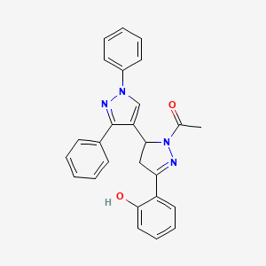 molecular formula C26H22N4O2 B2458804 1-[5-(2-hydroxyphenyl)-1',3'-diphenyl-3,4-dihydro-1'H,2H-[3,4'-bipyrazole]-2-yl]ethan-1-one CAS No. 1017500-01-4