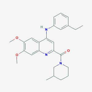 (4-((3-Ethylphenyl)amino)-6,7-dimethoxyquinolin-2-yl)(3-methylpiperidin-1-yl)methanone