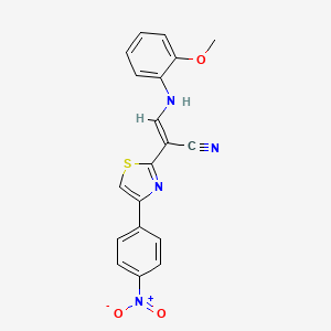 (E)-3-((2-methoxyphenyl)amino)-2-(4-(4-nitrophenyl)thiazol-2-yl)acrylonitrile