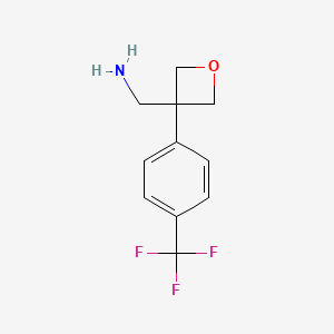molecular formula C11H12F3NO B2458855 (3-(4-(Trifluoromethyl)phenyl)oxetan-3-yl)methanamine CAS No. 1823811-87-5