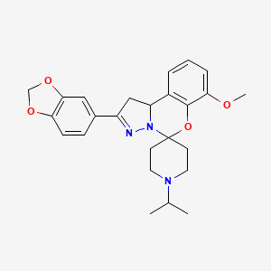 molecular formula C25H29N3O4 B2458857 2-(Benzo[d][1,3]dioxol-5-yl)-1'-isopropyl-7-methoxy-1,10b-dihydrospiro[benzo[e]pyrazolo[1,5-c][1,3]oxazine-5,4'-piperidine] CAS No. 500276-10-8