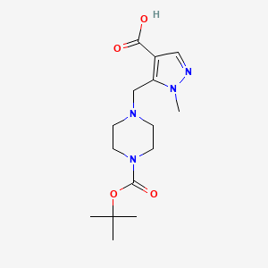 molecular formula C15H24N4O4 B2458861 5-({4-[(tert-butoxy)carbonyl]piperazin-1-yl}methyl)-1-methyl-1H-pyrazole-4-carboxylic acid CAS No. 1698549-81-3