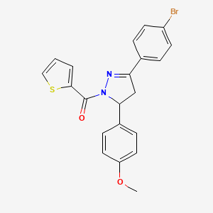 molecular formula C21H17BrN2O2S B2458881 (3-(4-bromophenyl)-5-(4-methoxyphenyl)-4,5-dihydro-1H-pyrazol-1-yl)(thiophen-2-yl)methanone CAS No. 394230-86-5