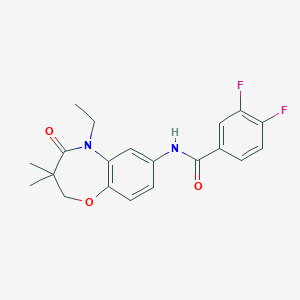 molecular formula C20H20F2N2O3 B2458895 N-(5-ethyl-3,3-dimethyl-4-oxo-2,3,4,5-tetrahydrobenzo[b][1,4]oxazepin-7-yl)-3,4-difluorobenzamide CAS No. 921560-13-6