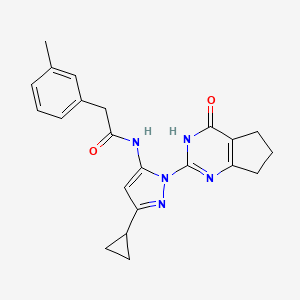 molecular formula C22H23N5O2 B2458896 N-(3-cyclopropyl-1-(4-oxo-4,5,6,7-tetrahydro-3H-cyclopenta[d]pyrimidin-2-yl)-1H-pyrazol-5-yl)-2-(m-tolyl)acetamide CAS No. 1207057-22-4