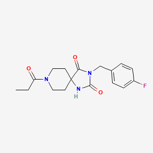 molecular formula C17H20FN3O3 B2458899 3-(4-Fluorobenzyl)-8-propionyl-1,3,8-triazaspiro[4.5]decane-2,4-dione CAS No. 1021126-44-2