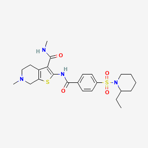 molecular formula C24H32N4O4S2 B2458904 2-(4-((2-ethylpiperidin-1-yl)sulfonyl)benzamido)-N,6-dimethyl-4,5,6,7-tetrahydrothieno[2,3-c]pyridine-3-carboxamide CAS No. 533891-20-2