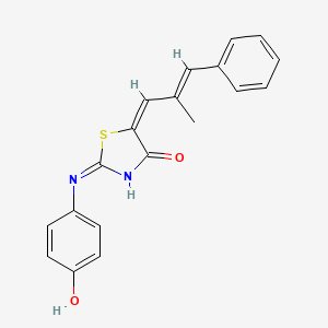 molecular formula C19H16N2O2S B2458907 (2E,5E)-2-((4-hydroxyphenyl)imino)-5-((E)-2-methyl-3-phenylallylidene)thiazolidin-4-one CAS No. 476668-33-4