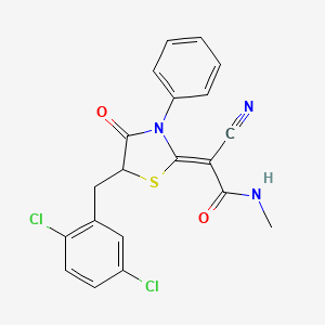 molecular formula C20H15Cl2N3O2S B2458908 (Z)-2-cyano-2-(5-(2,5-dichlorobenzyl)-4-oxo-3-phenylthiazolidin-2-ylidene)-N-methylacetamide CAS No. 797764-33-1