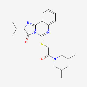 molecular formula C22H28N4O2S B2458913 5-{[2-(3,5-dimethylpiperidin-1-yl)-2-oxoethyl]thio}-2-isopropylimidazo[1,2-c]quinazolin-3(2H)-one CAS No. 1024041-44-8