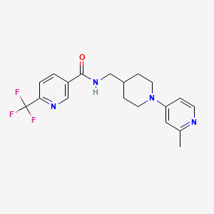 molecular formula C19H21F3N4O B2458915 N-((1-(2-methylpyridin-4-yl)piperidin-4-yl)methyl)-6-(trifluoromethyl)nicotinamide CAS No. 2034259-71-5