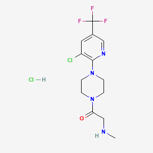 molecular formula C13H17Cl2F3N4O B2458921 1-{4-[3-Chloro-5-(trifluoromethyl)pyridin-2-yl]piperazin-1-yl}-2-(methylamino)ethan-1-one hydrochloride CAS No. 1052546-32-3