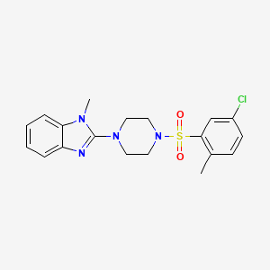 molecular formula C19H21ClN4O2S B2458923 2-(4-((5-chloro-2-methylphenyl)sulfonyl)piperazin-1-yl)-1-methyl-1H-benzo[d]imidazole CAS No. 1235354-64-9