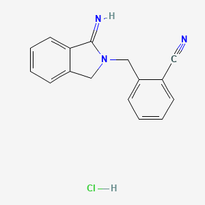 molecular formula C16H14ClN3 B2458931 2-((1-Iminoisoindolin-2-yl)methyl)benzonitrile hydrochloride CAS No. 97934-35-5