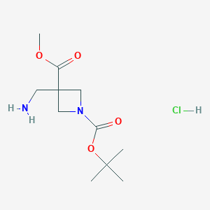 molecular formula C11H21ClN2O4 B2458936 1-O-Tert-butyl 3-O-methyl 3-(aminomethyl)azetidine-1,3-dicarboxylate;hydrochloride CAS No. 2375273-24-6