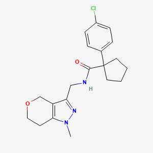 B2458938 1-(4-chlorophenyl)-N-((1-methyl-1,4,6,7-tetrahydropyrano[4,3-c]pyrazol-3-yl)methyl)cyclopentanecarboxamide CAS No. 1797340-90-9