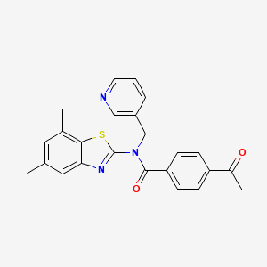 4-acetyl-N-(5,7-dimethylbenzo[d]thiazol-2-yl)-N-(pyridin-3-ylmethyl)benzamide