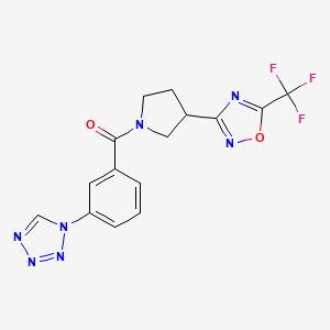 molecular formula C15H12F3N7O2 B2458960 (3-(1H-四唑-1-基)苯基)(3-(5-(三氟甲基)-1,2,4-恶二唑-3-基)吡咯烷-1-基)甲酮 CAS No. 2034351-18-1