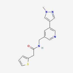 molecular formula C16H16N4OS B2458964 N-((5-(1-methyl-1H-pyrazol-4-yl)pyridin-3-yl)methyl)-2-(thiophen-2-yl)acetamide CAS No. 2034229-81-5