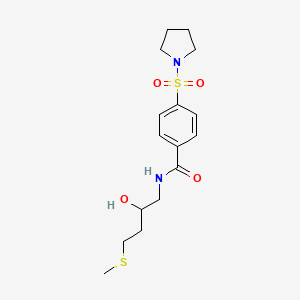 molecular formula C16H24N2O4S2 B2458970 N-(2-Hydroxy-4-methylsulfanylbutyl)-4-pyrrolidin-1-ylsulfonylbenzamide CAS No. 2309259-45-6