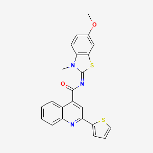 (E)-N-(6-methoxy-3-methylbenzo[d]thiazol-2(3H)-ylidene)-2-(thiophen-2-yl)quinoline-4-carboxamide