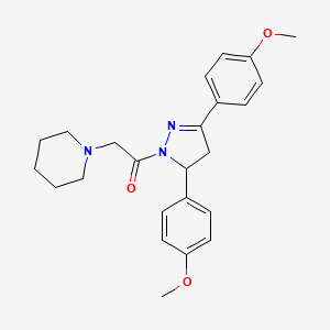 molecular formula C24H29N3O3 B2458980 1-(3,5-bis(4-methoxyphenyl)-4,5-dihydro-1H-pyrazol-1-yl)-2-(piperidin-1-yl)ethanone CAS No. 488824-42-6