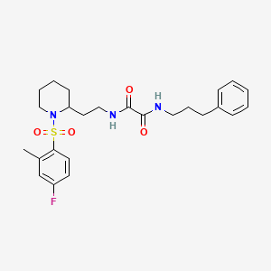 molecular formula C25H32FN3O4S B2458992 N1-(2-(1-((4-fluoro-2-methylphenyl)sulfonyl)piperidin-2-yl)ethyl)-N2-(3-phenylpropyl)oxalamide CAS No. 898461-48-8