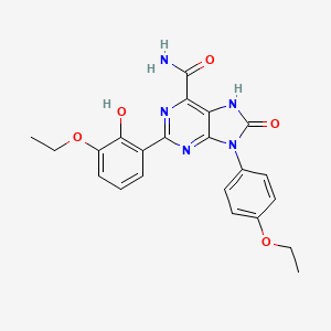 molecular formula C22H21N5O5 B2459007 2-(3-乙氧基-2-羟苯基)-9-(4-乙氧苯基)-8-氧代-8,9-二氢-7H-嘌呤-6-甲酰胺 CAS No. 898446-73-6