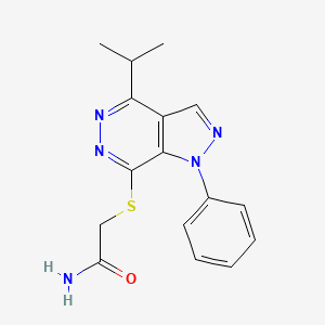 molecular formula C16H17N5OS B2459008 2-((4-异丙基-1-苯基-1H-吡唑并[3,4-d]哒嗪-7-基)硫代)乙酰胺 CAS No. 1105201-42-0