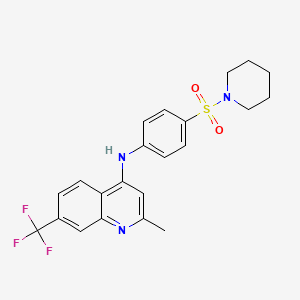 molecular formula C22H22F3N3O2S B2459010 [(4-{[2-Methyl-7-(trifluoromethyl)-4-quinolyl]amino}phenyl)sulfonyl]piperidine CAS No. 881939-61-3