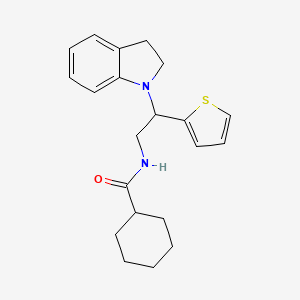 molecular formula C21H26N2OS B2459034 N-(2-(indolin-1-yl)-2-(thiophen-2-yl)ethyl)cyclohexanecarboxamide CAS No. 898407-37-9