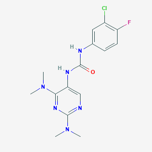 molecular formula C15H18ClFN6O B2459035 1-(2,4-Bis(dimethylamino)pyrimidin-5-yl)-3-(3-chloro-4-fluorophenyl)urea CAS No. 1448036-56-3