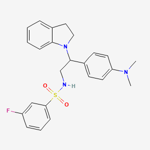 N-(2-(4-(dimethylamino)phenyl)-2-(indolin-1-yl)ethyl)-3-fluorobenzenesulfonamide