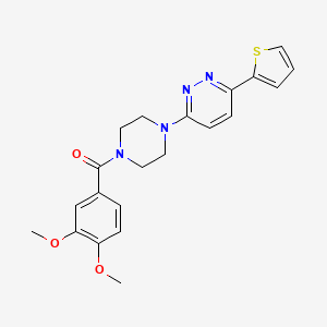 molecular formula C21H22N4O3S B2459042 (3,4-Dimethoxyphenyl)(4-(6-(thiophen-2-yl)pyridazin-3-yl)piperazin-1-yl)methanone CAS No. 923257-00-5