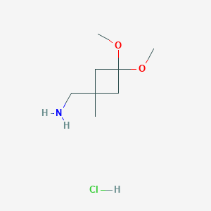 molecular formula C8H18ClNO2 B2459043 (3,3-Dimethoxy-1-methylcyclobutyl)methanamine hydrochloride CAS No. 2140326-68-5