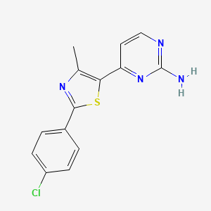 molecular formula C14H11ClN4S B2459048 4-[2-(4-Chlorophenyl)-4-methyl-1,3-thiazol-5-yl]pyrimidin-2-amine CAS No. 308088-19-9