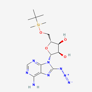 molecular formula C16H26N8O4Si B2459049 (2R,3R,4S,5R)-2-(6-amino-8-azido-9H-purin-9-yl)-5-(((tert-butyldimethylsilyl)oxy)methyl)tetrahydrofuran-3,4-diol CAS No. 2119569-25-2
