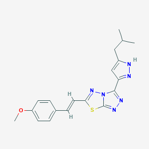molecular formula C19H20N6OS B245905 3-(3-isobutyl-1H-pyrazol-5-yl)-6-[(E)-2-(4-methoxyphenyl)ethenyl][1,2,4]triazolo[3,4-b][1,3,4]thiadiazole 