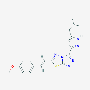 3-(3-isobutyl-1H-pyrazol-5-yl)-6-[(E)-2-(4-methoxyphenyl)ethenyl][1,2,4]triazolo[3,4-b][1,3,4]thiadiazole