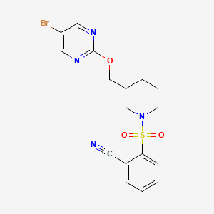 2-[3-[(5-Bromopyrimidin-2-yl)oxymethyl]piperidin-1-yl]sulfonylbenzonitrile