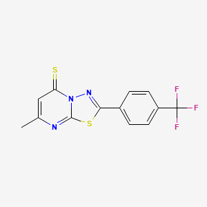 molecular formula C13H8F3N3S2 B2459066 7-methyl-2-[4-(trifluoromethyl)phenyl]-5H-[1,3,4]thiadiazolo[3,2-a]pyrimidine-5-thione CAS No. 866142-89-4